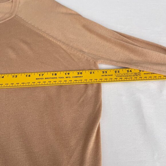 Zara Lightweight Split Hem Knit Long Sleeve Pullover Sweater Tan Womens M - Picture 7 of 10